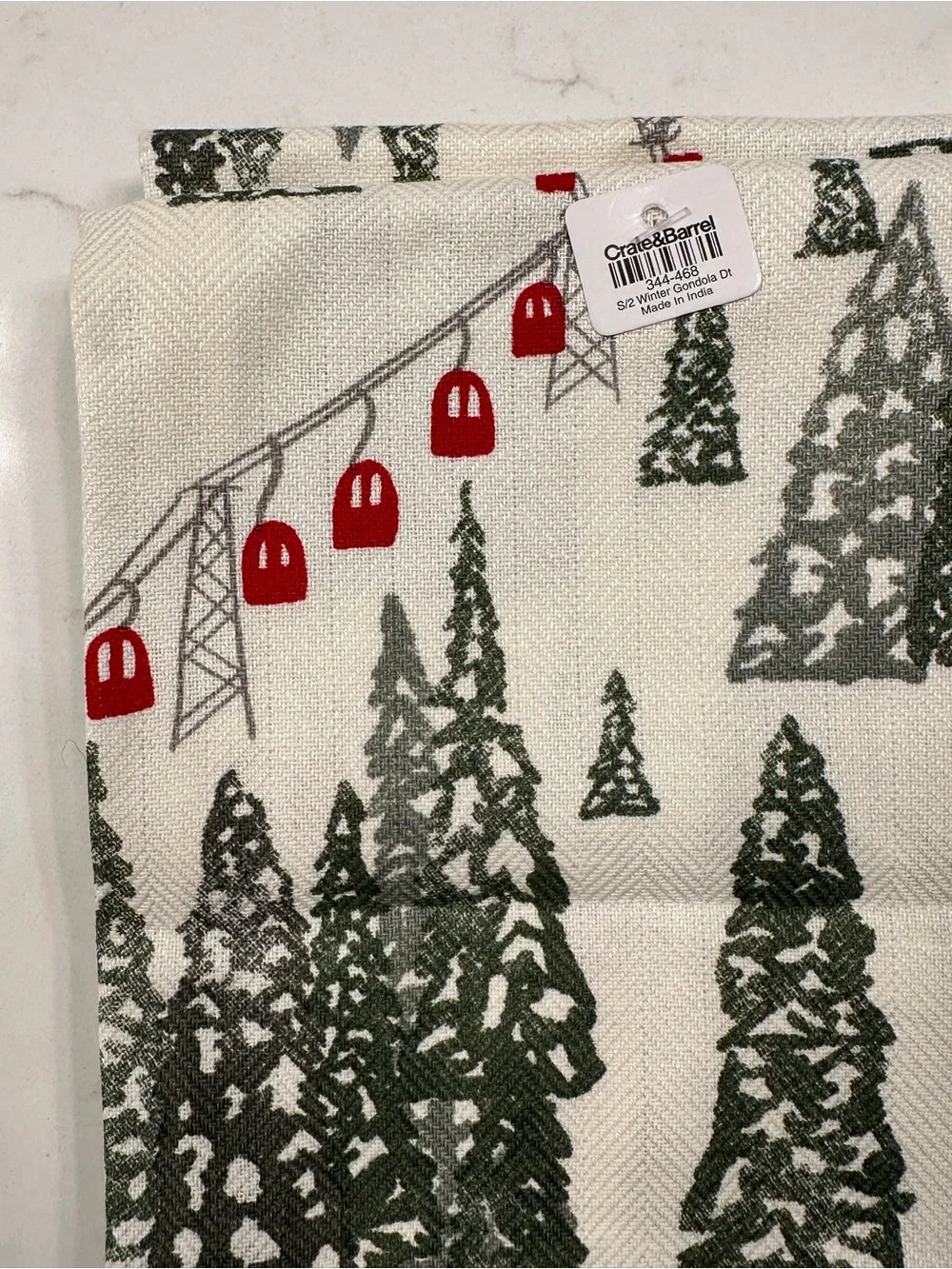 Crate and Barrel Holiday Gondola and Pine Kitchen Towel Set - NWT